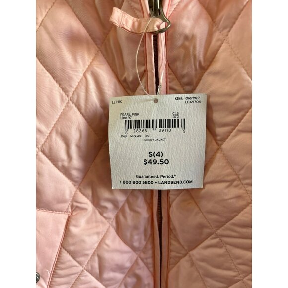 Lands End Girls Quilted Jacket Size 4 Pearl Pink Machine Wash Preppy - Picture 3 of 5